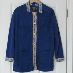 Genuine Suede, Wool & Cotton Deep Blue Cardigan